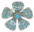 Sterling Silver Turquoise Inlay Flower Ring Size 7-1/4 RX88398