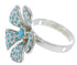 Genuine Sterling Silver Turquoise Flower Ring Size 7 RX88395