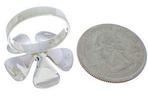 Sterling Silver And Turquoise Inlay Flower Ring Size 8-1/2 RX88417
