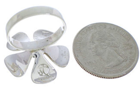 Genuine Sterling Silver Turquoise Flower Ring Size 7 RX88395