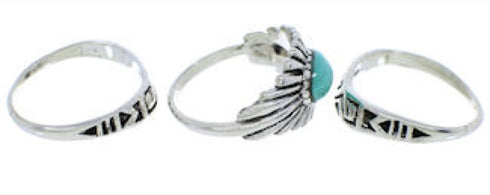 Authentic Silver Turquoise Stackable Ring Set Size 8-1/4 UX33443
