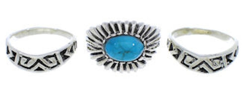 Southwest Turquoise And Silver Stackable Ring Set Size 4-3/4 UX33452