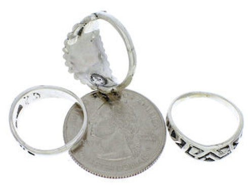 Southwest Turquoise And Silver Stackable Ring Set Size 4-3/4 UX33452