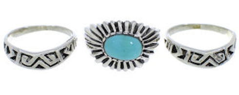 Stackable Turquoise And Sterling Silver Ring Set Size 6-3/4 UX33459
