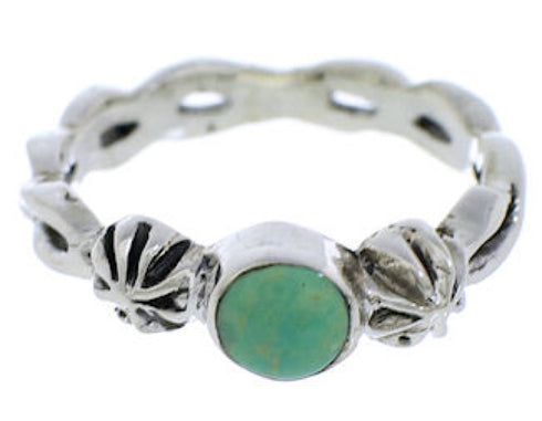 Southwestern Sterling Silver And Turquoise Ring Size 8-1/4 UX33568