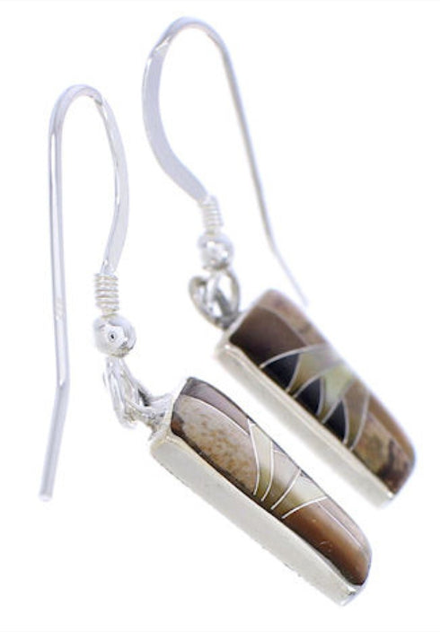 Tiger Eye And Multicolor Inlay Silver Earrings EX32681