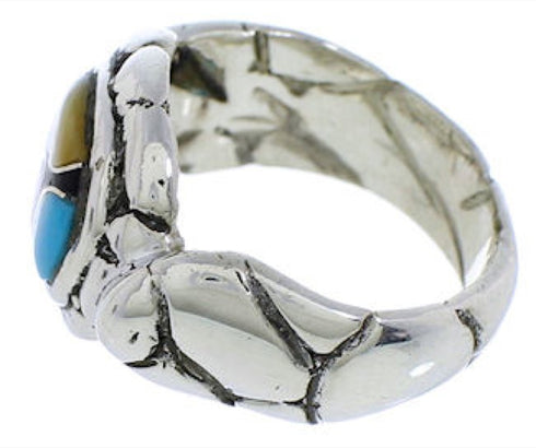 Multicolor Inlay Genuine Sterling Silver Ring Size 5-1/2 WX39526