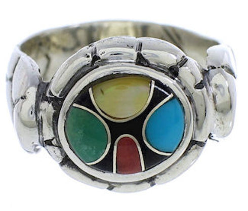 Authentic Sterling Silver Multicolor Southwest Ring Size 6-3/4 WX39552