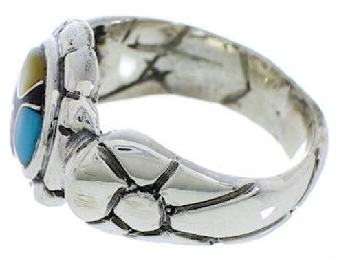 Authentic Sterling Silver Multicolor Inlay Ring Size 6-1/2 WX39542