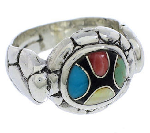 Multicolor Inlay Silver Jewelry Ring Size 5-3/4 WX39562
