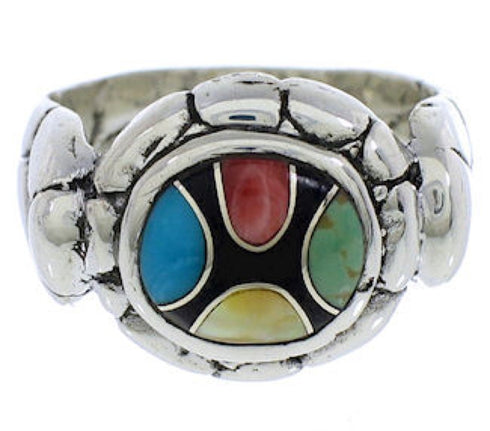 Multicolor Inlay Silver Jewelry Ring Size 5-3/4 WX39562