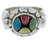 Multicolor Inlay Genuine Sterling Silver Ring Size 6-1/4 WX39563