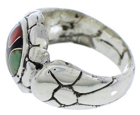 Multicolor Inlay Genuine Sterling Silver Ring Size 6-1/4 WX39563