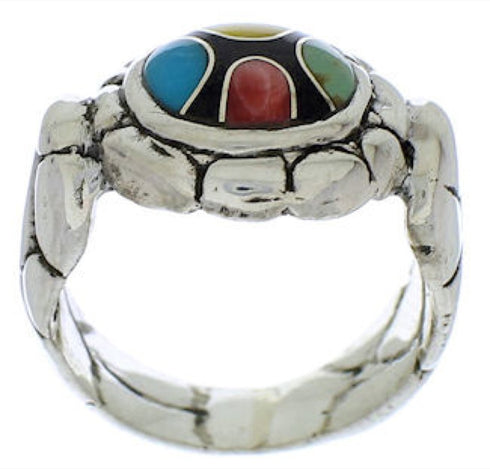Genuine Silver Southwestern Multicolor Ring Size 6-1/2 WX39567