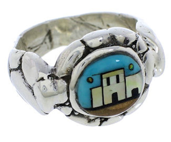 Multicolor Native American Pueblo Design Ring Size 7-3/4 WX39702