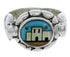 Multicolor Native American Village Design Silver Ring Size 7 WX39695
