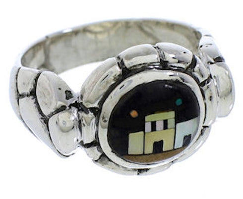 Silver Pueblo Design Multicolor Ring Size 6-3/4 WX39708