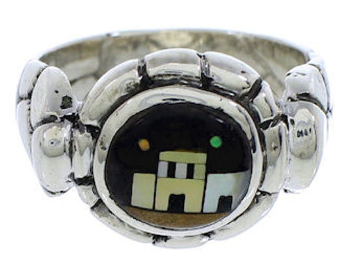 Silver Pueblo Design Multicolor Ring Size 6-3/4 WX39708