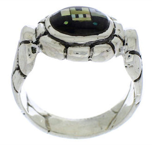 Silver Pueblo Design Multicolor Ring Size 6-3/4 WX39708