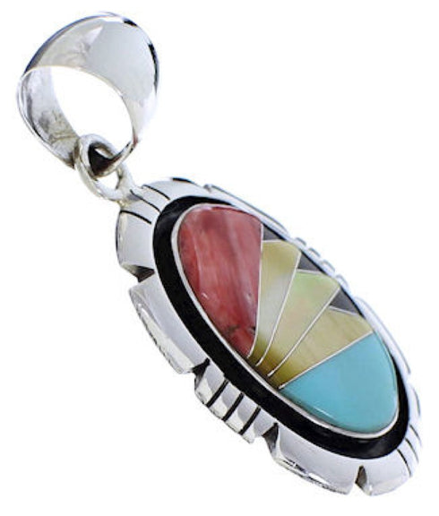 Multicolor Inlay Genuine Sterling Silver Pendant Jewelry PX30432