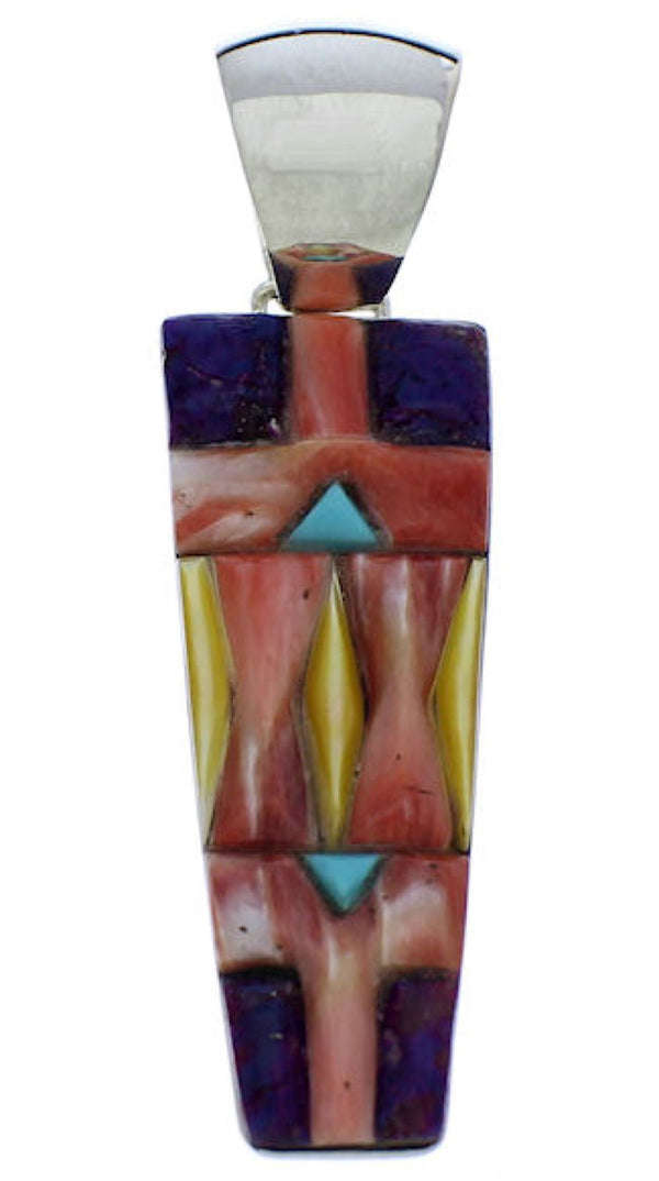 Multicolor Inlay Southwestern Jewelry Sterling Silver Pendant PX30498