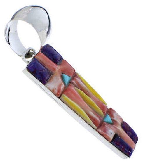 Multicolor Inlay Southwestern Jewelry Sterling Silver Pendant PX30498