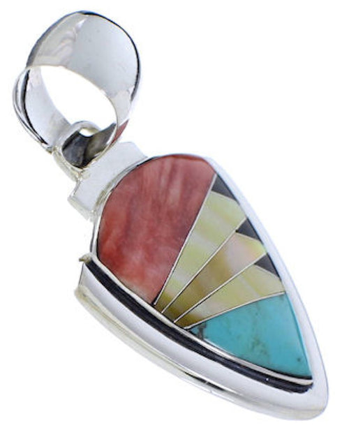 Multicolor Inlay Silver Southwest Pendant Jewelry PX30520