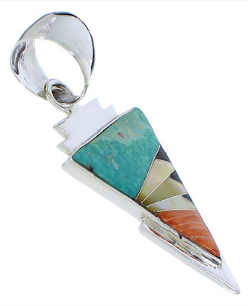 Silver Multicolor Inlay Southwest Pendant PX30539