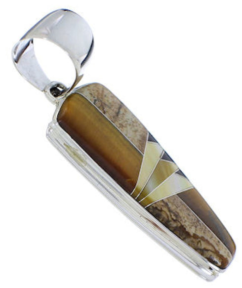 Southwestern Multicolor And Authentic Sterling Silver Pendant PX30571