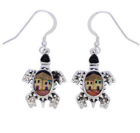 Native American Pueblo Design Multicolor Turtle Earrings EX32319