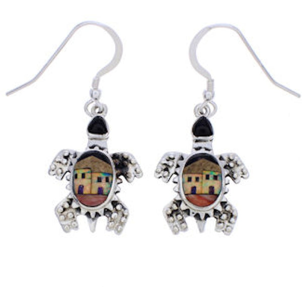 Native American Pueblo Design Multicolor Turtle Earrings EX32319