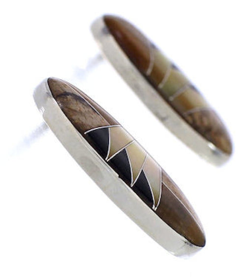 Sterling Silver Southwest Multicolor Inlay Earrings EX32411