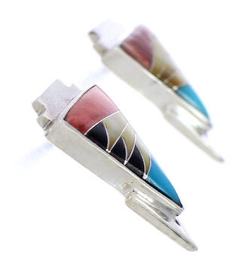 Multicolor Inlay Sterling Silver Earrings EX32459