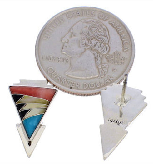 Multicolor Inlay Sterling Silver Earrings EX32459