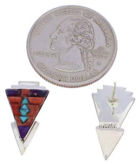 Genuine Sterling Silver And Multicolor Inlay Earrings EX32465