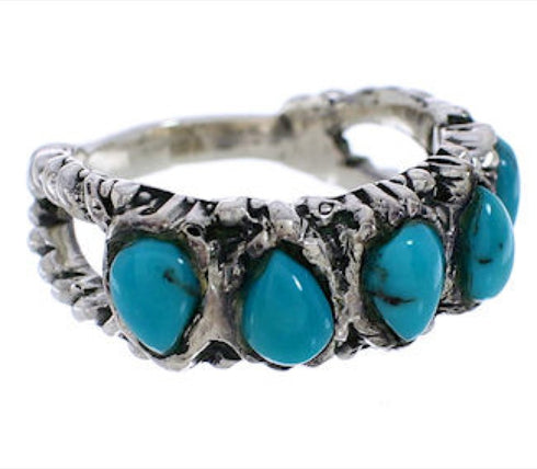 Authentic Sterling Silver Turquoise Ring Size 5 WX34697