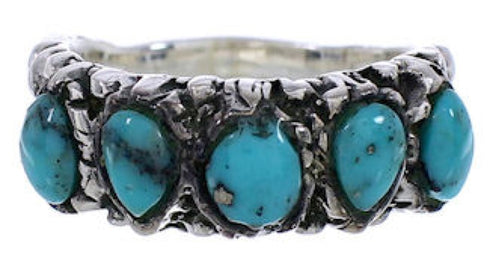 Southwest Silver Turquoise Ring Size 5 WX34708