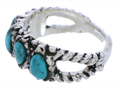 Southwest Silver Turquoise Ring Size 5 WX34708