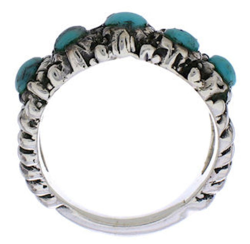 Southwest Silver Turquoise Ring Size 5 WX34708