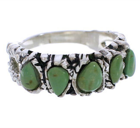 Turquoise Authentic Sterling Silver Southwestern Jewelry Ring Size 8-1/2 AX87502
