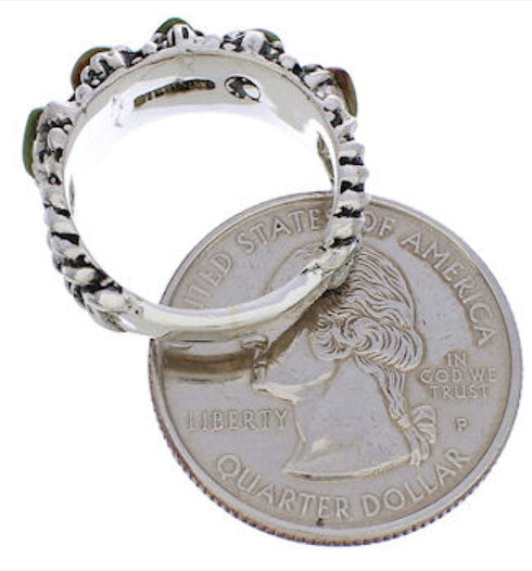 Southwestern Turquoise Genuine Sterling Silver Ring Size 5 WX34749