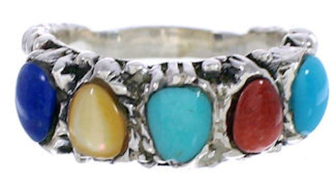 Genuine Sterling Silver Multicolor Jewelry Ring Size 6-3/4 WX34856