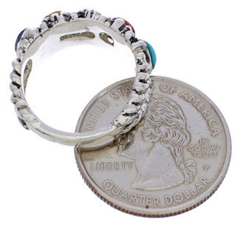 Genuine Sterling Silver Multicolor Jewelry Ring Size 6-3/4 WX34856