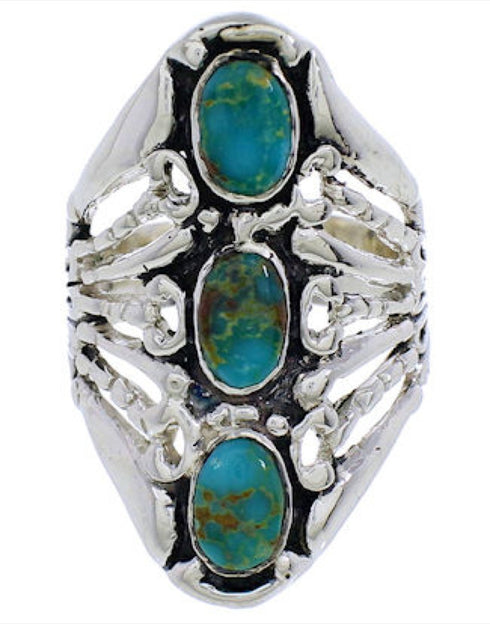 Sterling Silver Southwest Turquoise Ring Size 4-3/4 UX32709