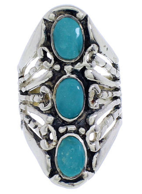 Genuine Sterling Silver And Turquoise Ring Size 4-3/4 UX32822