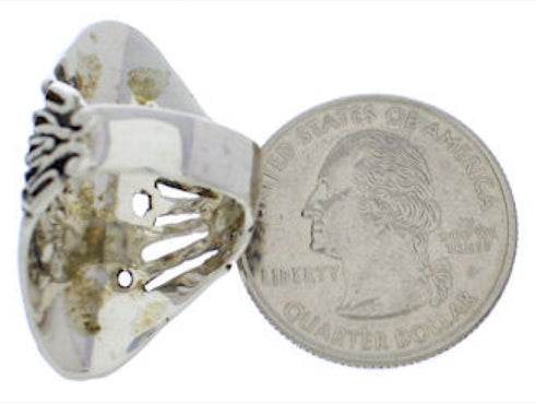 Genuine Sterling Silver And Turquoise Ring Size 4-3/4 UX32822