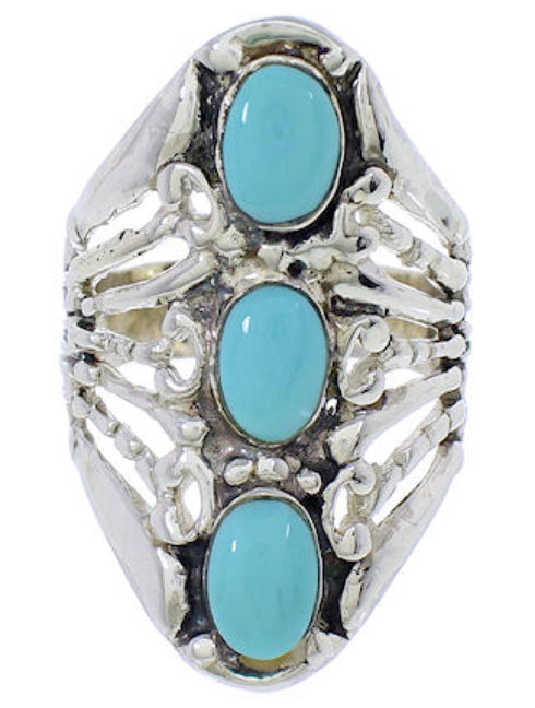 Southwestern Turquoise Silver Ring Size 5-1/2 UX32863