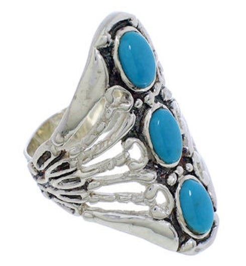 Silver And Turquoise Southwest Ring Size 8-1/4 UX32882