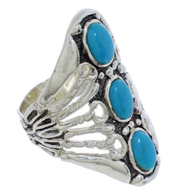 Silver And Turquoise Southwest Ring Size 8-1/4 UX32882