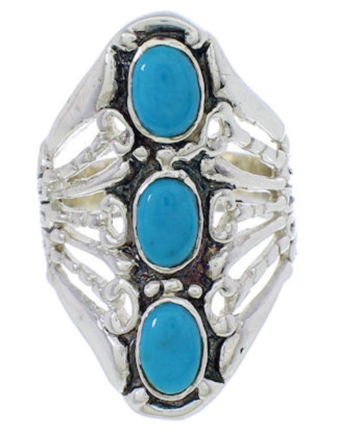 Silver And Turquoise Southwest Ring Size 8-1/4 UX32882